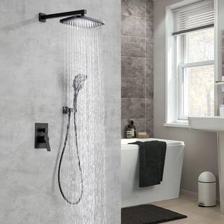 UKISHIRO 3-Spray Patterns with 3 GPM 11 in. Wall Mount Dual Shower Heads in Matte Black (Valve Included) SMD00JI220112001