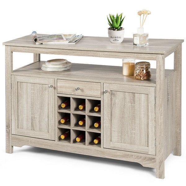 Wine Cabinet Console Table Buffet Server Sideboard Grey Home