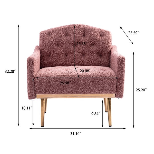 Teddy Fabric Accent Chair Leisure Single Sofa with Rose Golden Legs for Modern Living Room