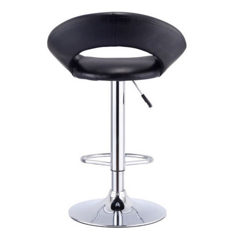 Set Of 2 Adjustable Swivel Pu Bar Stools-black