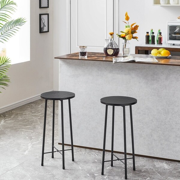 Taomika， Modern Bar Stools， Round Bar Chairs-Set of 2