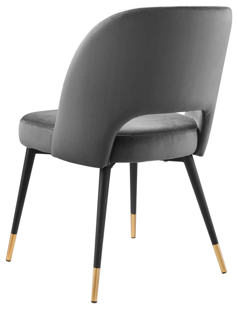 Side Dining Chair  Set of 2  Velvet  Dark Gray  Modern  Bistro Restaurant   Midcentury   Dining Chairs   by House Bound  Houzz