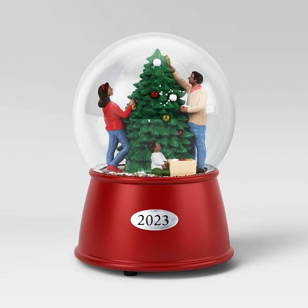 Family Christmas Tree Trimming Snow Globe - Wondershop