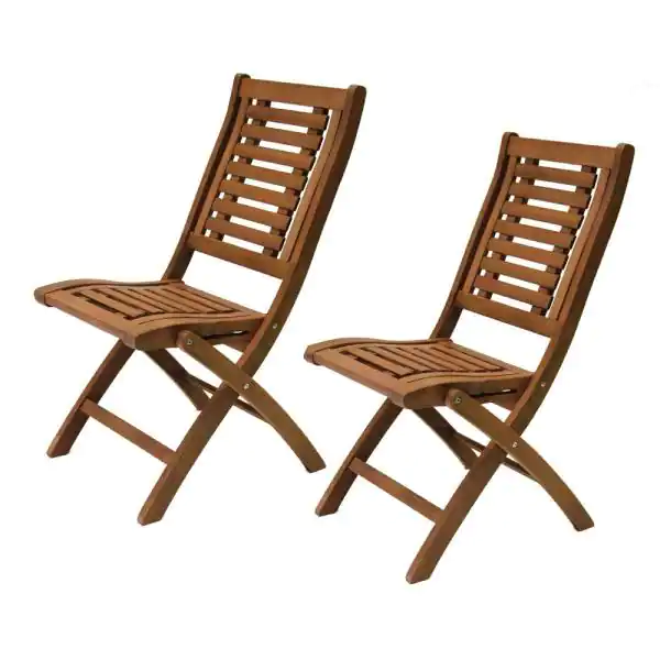 Outdoor Interiors Folding Eucalyptus Outdoor Dining Chair (2-Pack)