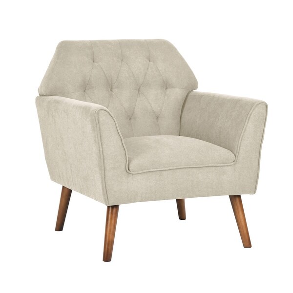 Homylin Modern Accent Chair with Solid Wood Legs， Tufted Single Sofa Armchair with Fabric Upholstered for Living Room