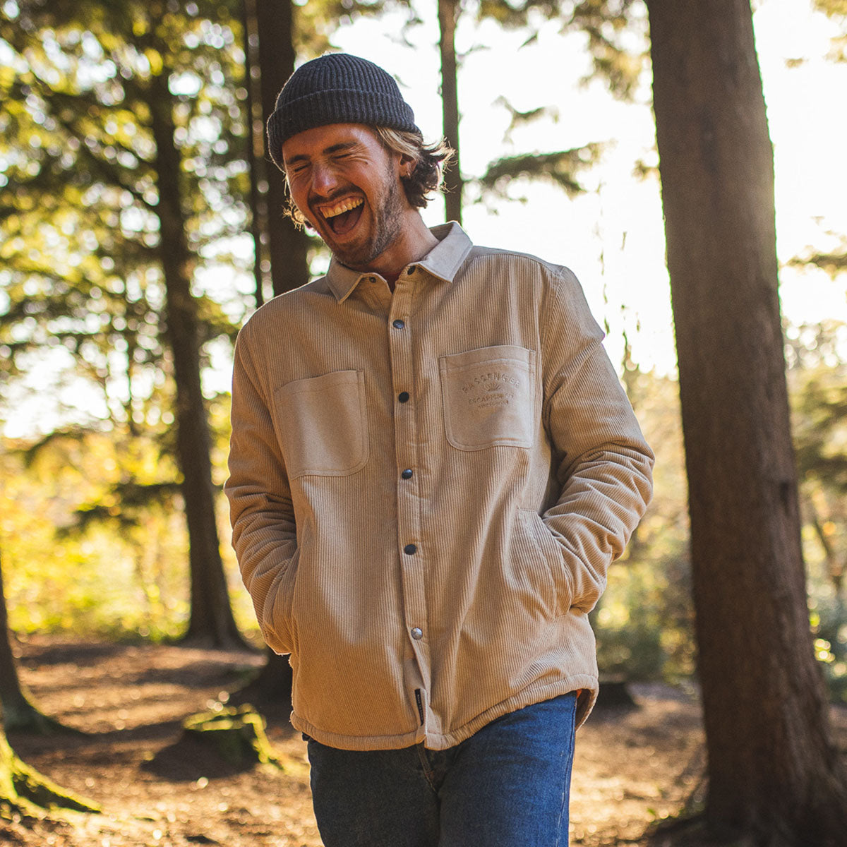 Kodiak Sherpa Lined Cord Overshirt - Feather Grey