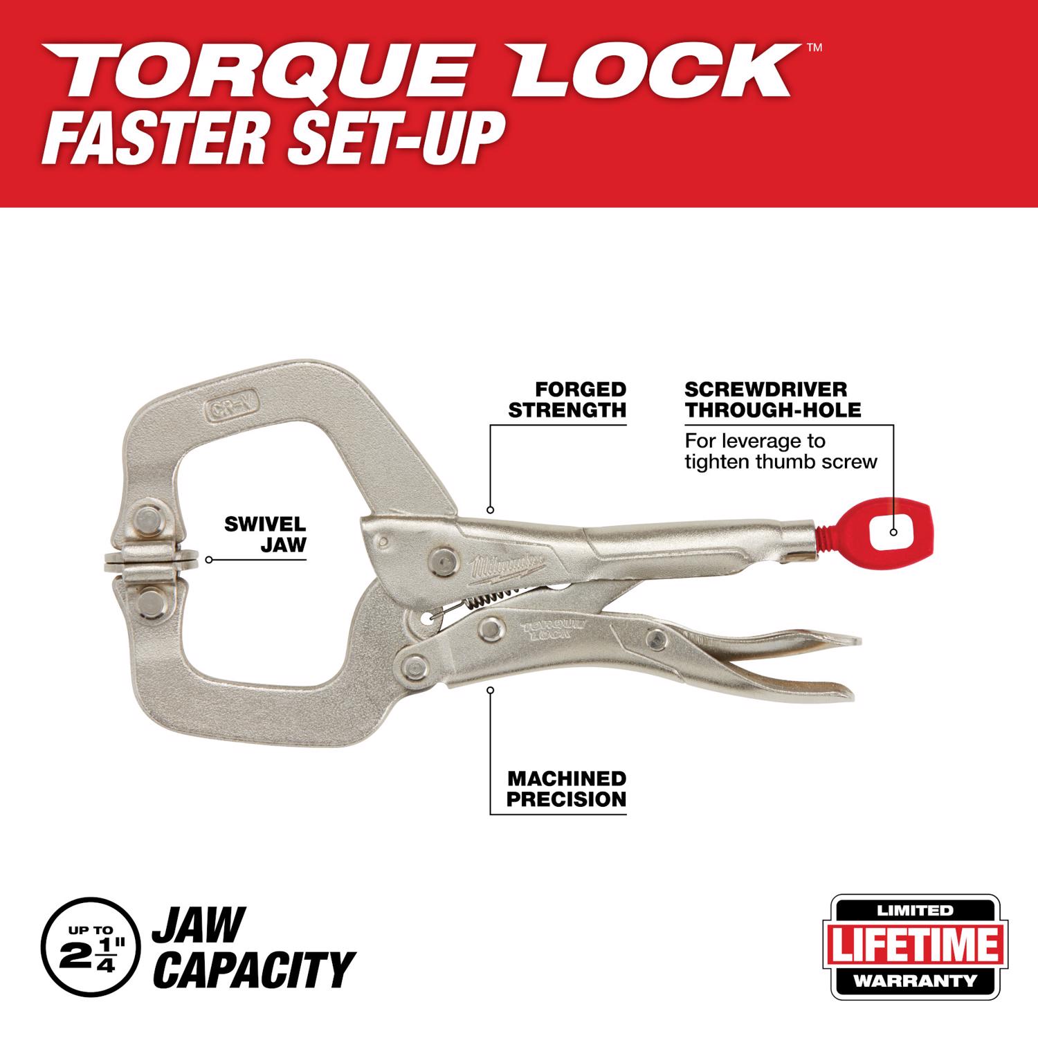 MW Torque Lock 3-1/2 in. X 4 in. D Locking C-Clamp with Swivel Pads 400 lb 1 pc