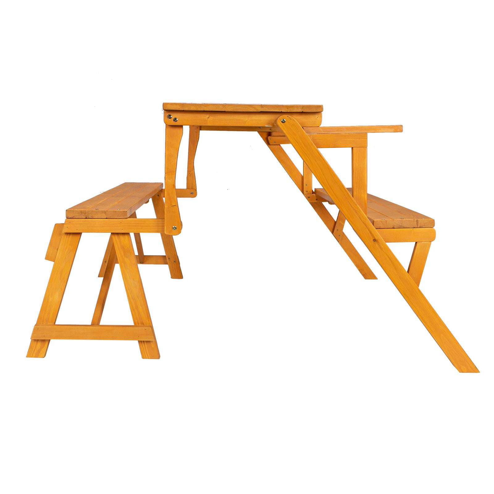 SalonMore Dual Purpose Conjected Wood Table and Chair for Picnic