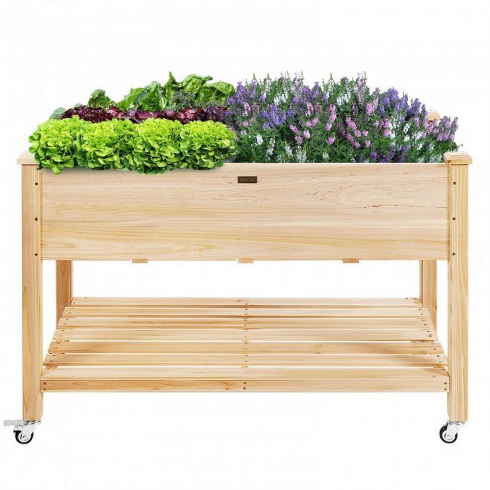 Ejoy 48 in. x 20 in. x 30 in. Wooden Elevated Planter Bed PlanterCarriage_48x30x20