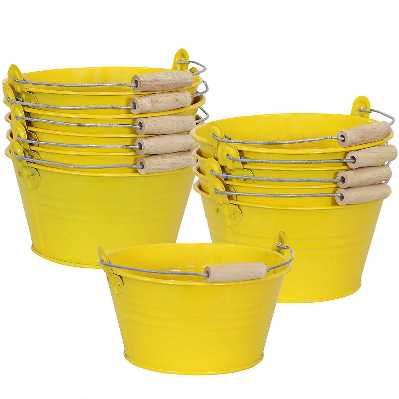 Sunnydaze Set of 10 Galvanized Steel Buckets with Handle