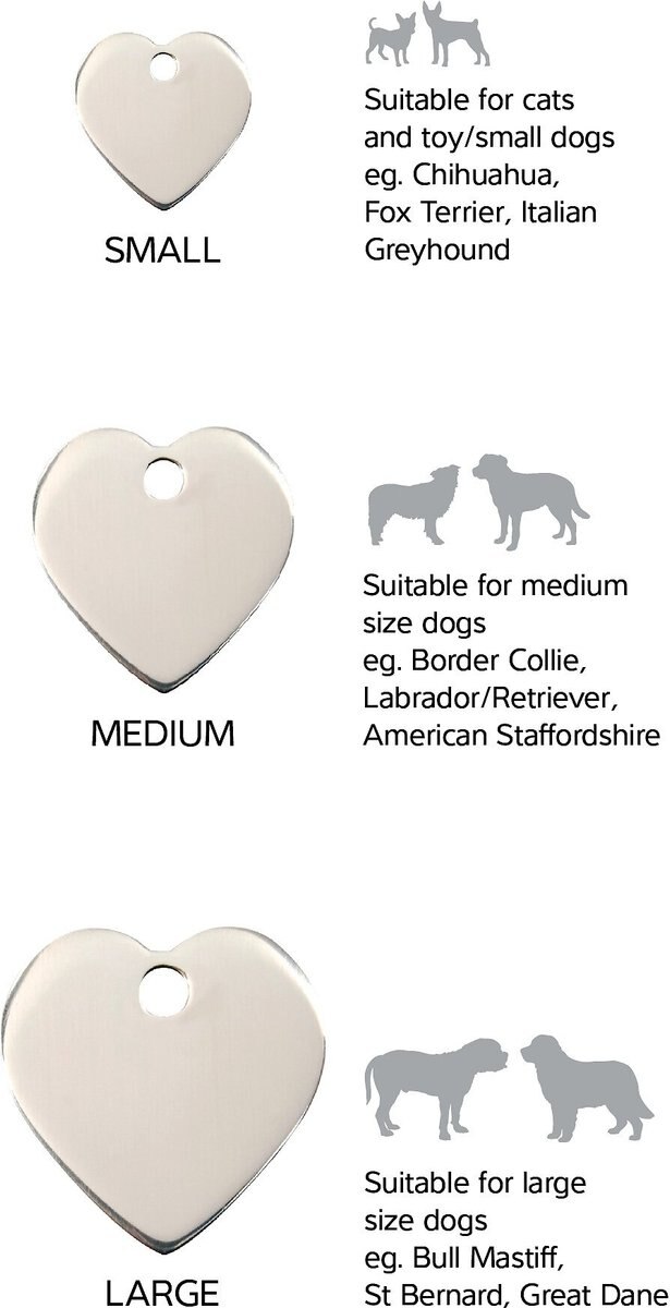 Red Dingo Heart Personalized Silver Stainless Steel Dog and Cat ID Tag