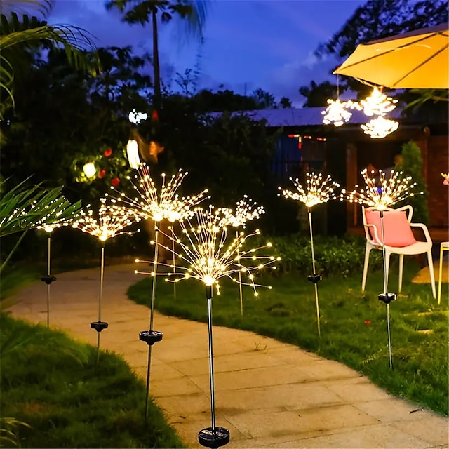 Solar Fireworks Lights 90/120/150/200 LEDS Outdoor DIY Solar Lights Garden Decorative Lights Waterproof Fairy Lights Lawn Lights