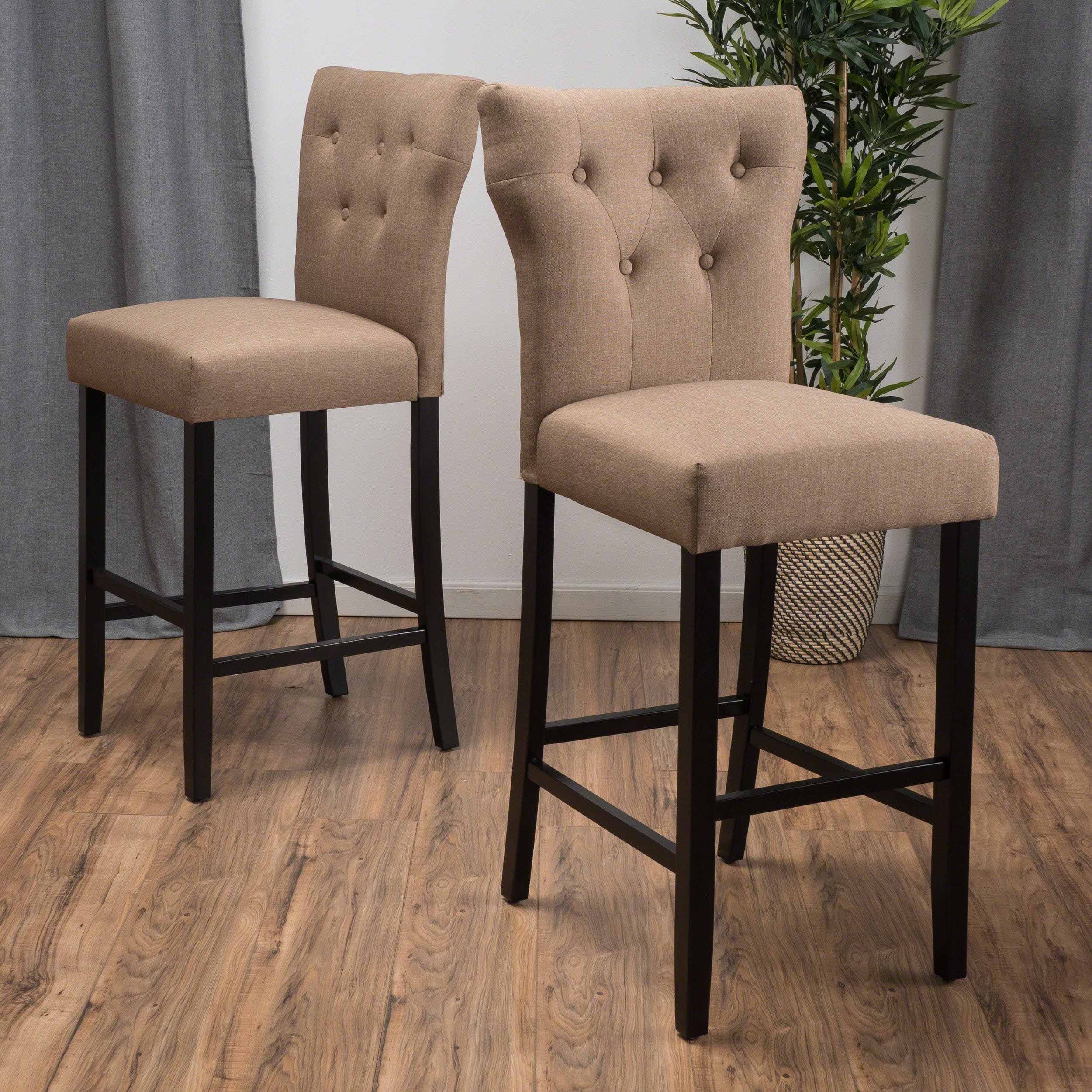 Manuela 25-Inch Mocha Brown Fabric Counter Stool (Set of 2)