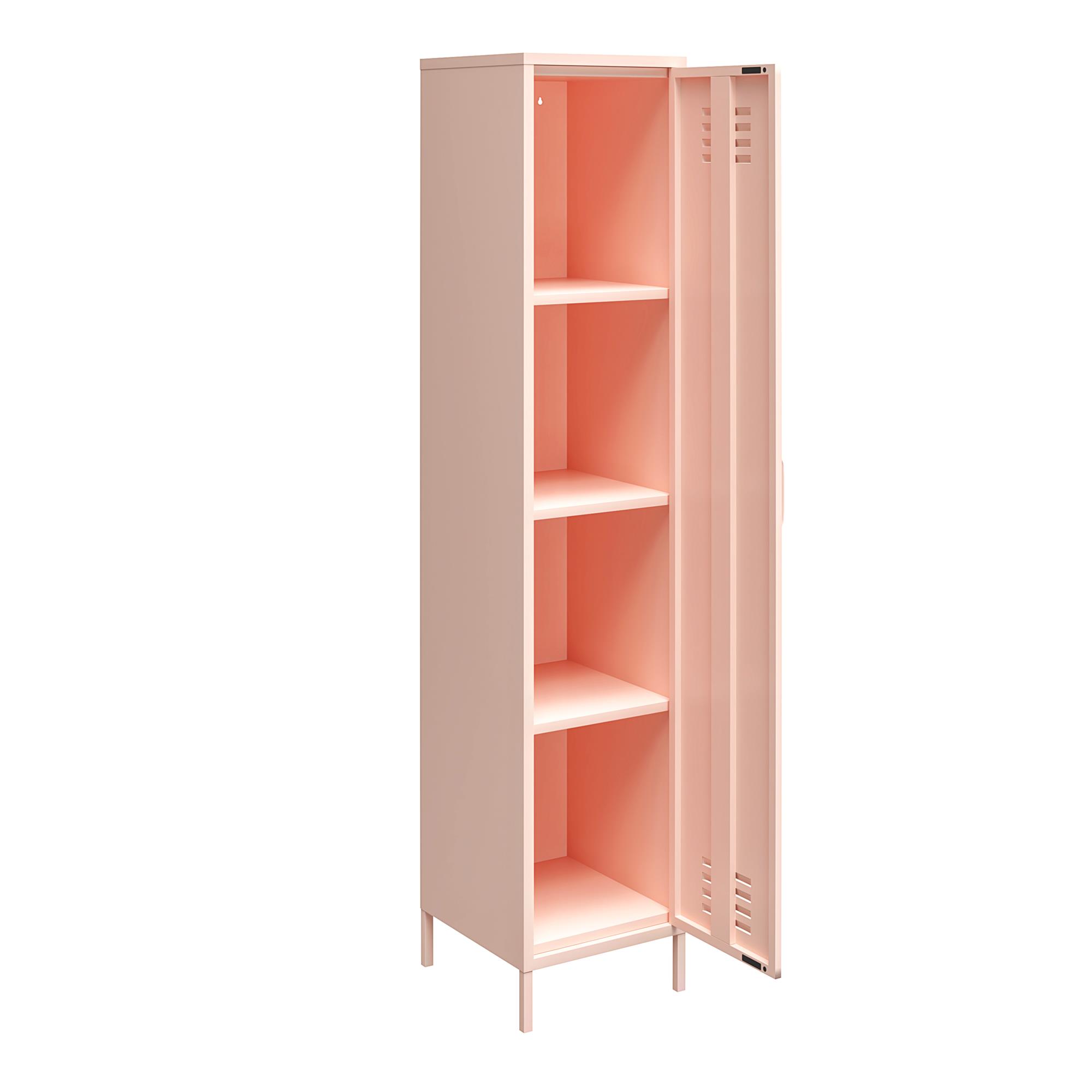 Shadwick 1 Door Tall Single Metal Locker Style Storage Cabinet， Pink