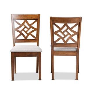 Baxton Studio Nicolette Grey and Walnut Brown Upholstered Dining Chair (Set of 2) 176-2P-11387-HD