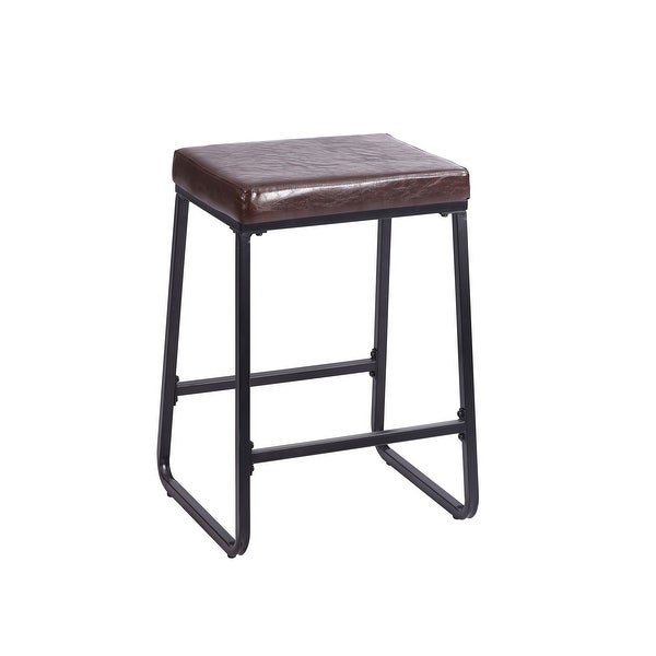 Porthos Home Selma Counter Stools Set of 2， PU Leather， Iron Legs