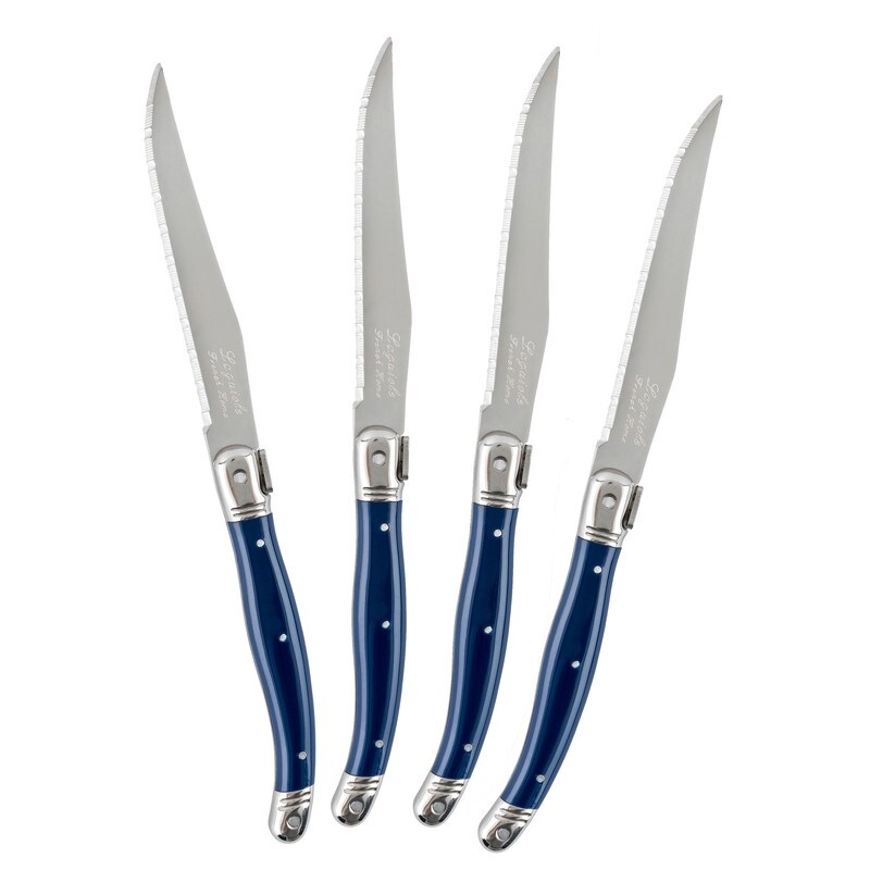 French Home Laguiole Steak Knives  Set of 4  Navy Blue