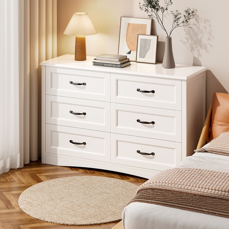 6 Drawer Dresser for Bedroom Chests of Drawers Wood Dresser for Bedroom