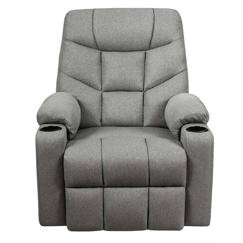 Heated Power Lift Recliner Fabric Massage Reclining Sofa, Elderly Lift Chair with 8 Point Massage, 2 Side Pockets Cup Holders, USB Port