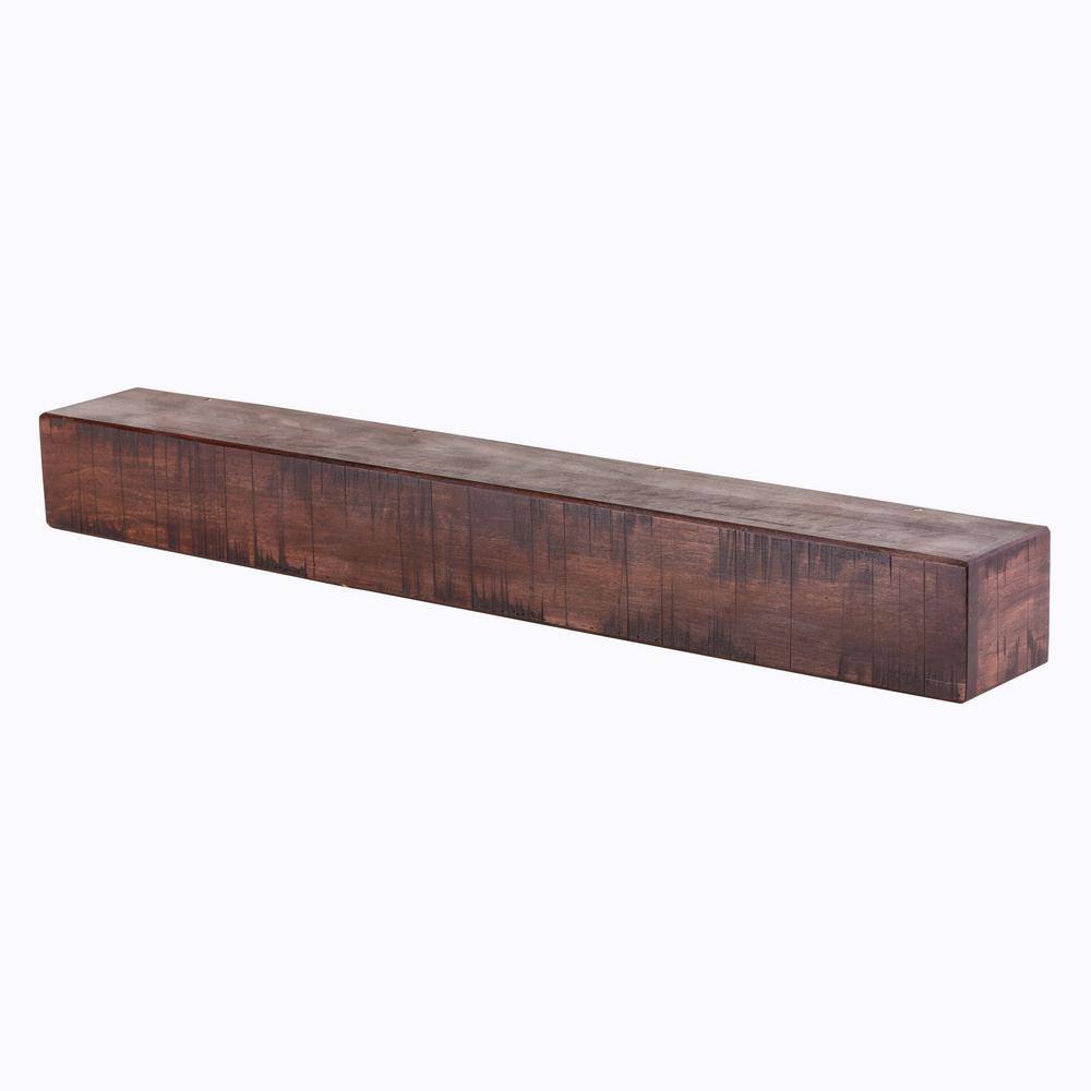 Dogberry Collections Rustic 60 in. Mahogany Cap-Shelf Mantel m-rust-6005-mhog-none