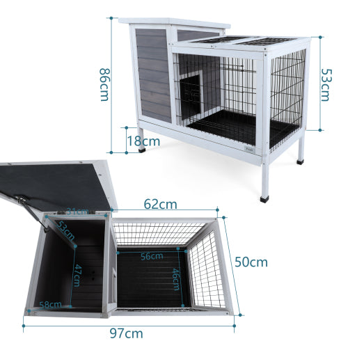 Guinea Pig Cage Bunny Cage Bunny Hutch Guinea Pig Hutch with Pull Out Tray Grey   Solid Wood