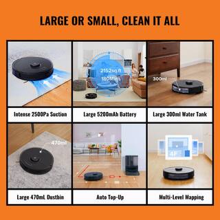 ROBOROCK S7 Plus-BLK Self-Emptying Robot Vacuum with Sonic Mopping 2500PA Suction LiDAR Navigation Multisurface in Black Roborock S7 Plus-BLK