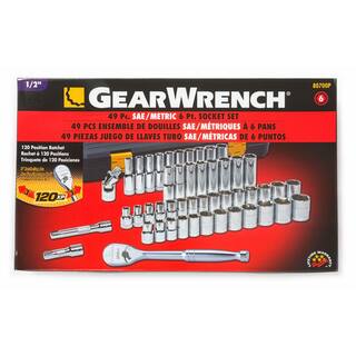 GEARWRENCH 120XP 12 in. Drive 6-Point Standard  Deep SAEMetric Ratchet and Socket Mechanics Tool Set (49-Piece) 80700P