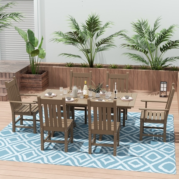 Polytrends Laguna Hdpe All Weather Outdoor Patio Dining Set with Rectangle Table，Side Chairs (7Piece Set)