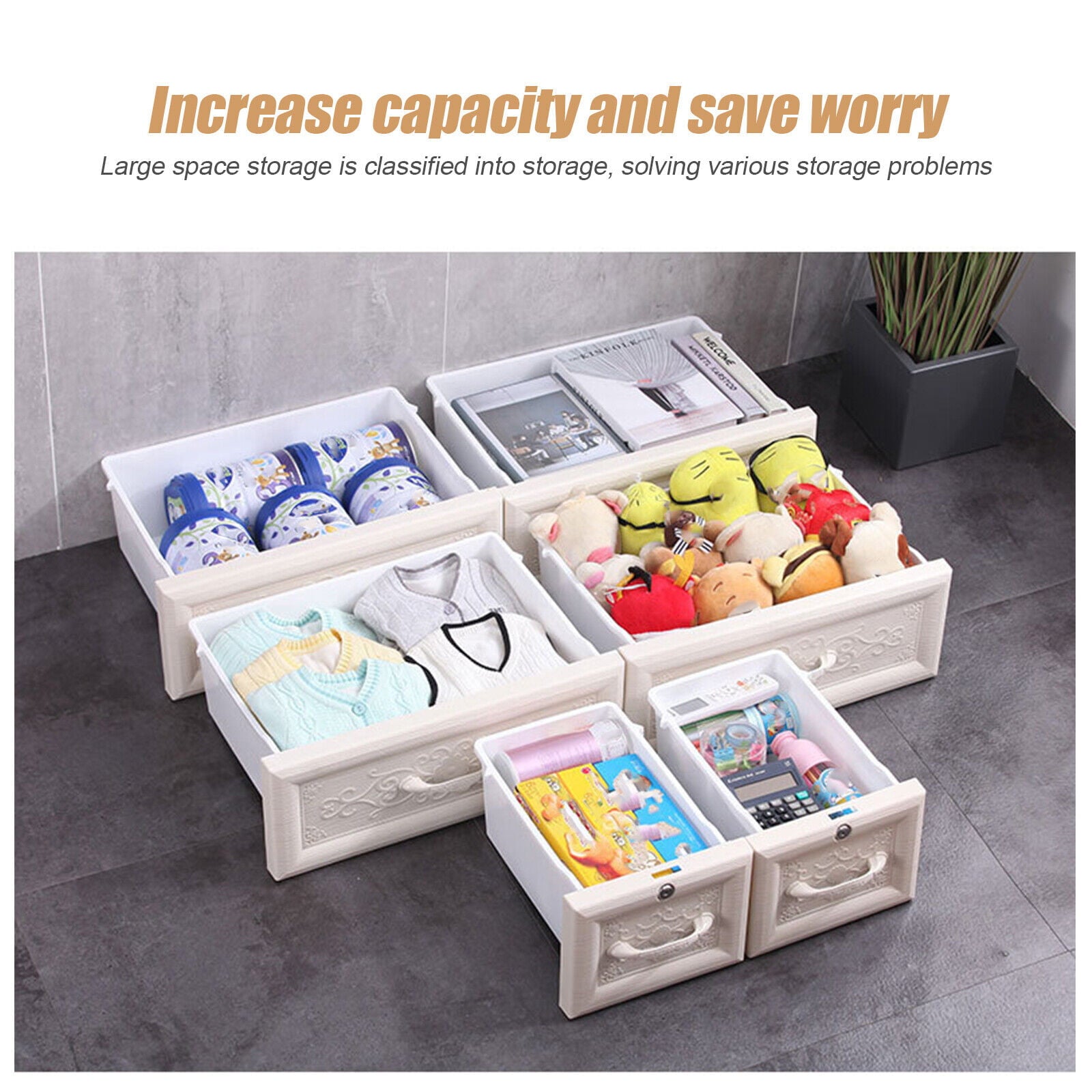 Miumaeov 5 Tier Plastic Drawers Dresser, Storage Cabinet with 6 Drawers, Sturdy Organizer Unit ,Easy Pull Closet Drawers,Storage Cabinet for Clothing, Bedroom, Playroom, Closet Drawers