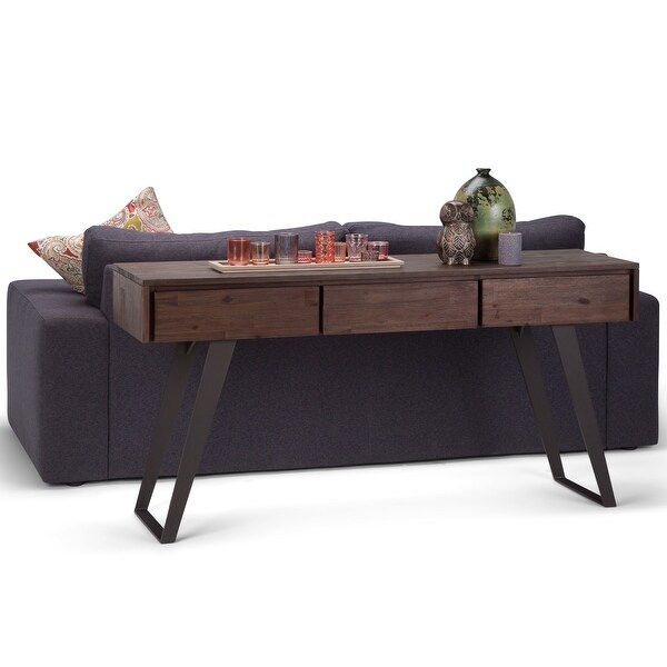 WYNDENHALL Mitchell SOLID ACACIA WOOD and Metal 60 inch Wide Modern Industrial Console Sofa Table - 60 W x 16 D x 30 H