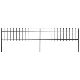 Afoxsos 133.9 in. L x 43.3 in. H Black Steel Garden Fence Decorative Fence with Spear Top HDDB1997