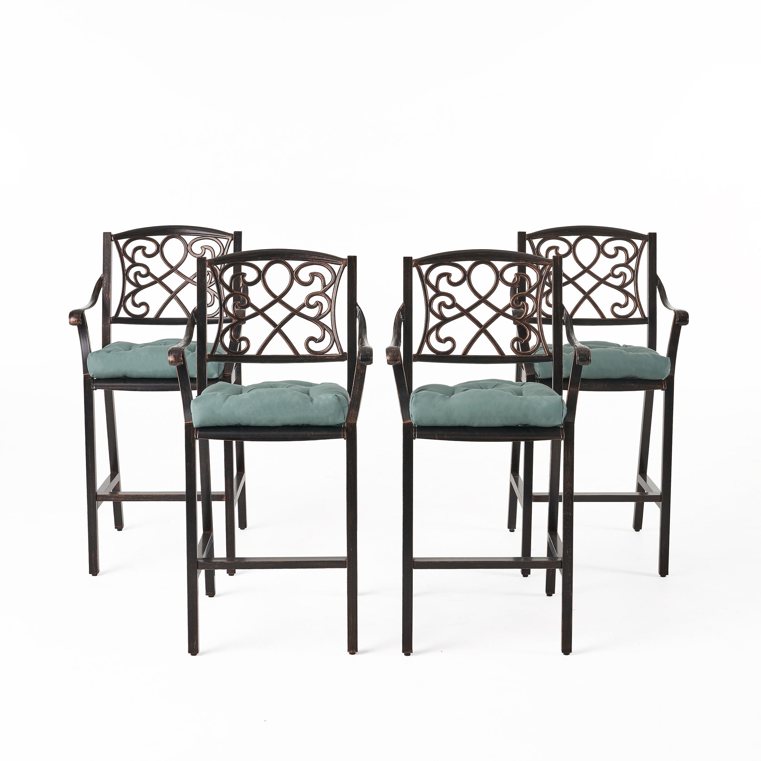 Mariella Outdoor Barstool with Cushion (Set of 4)