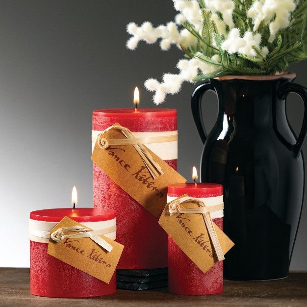 Cranberry Timber Pillar Candles Kit Set Of 3