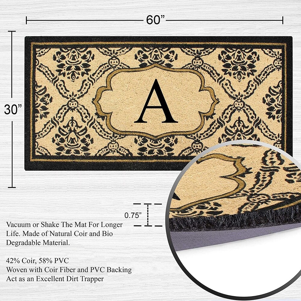 A1HC Uriel Bleached Coir Anti shred Monogrammed Doormat  30\