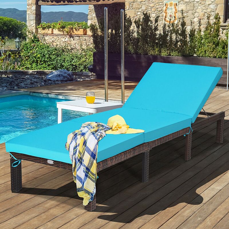 Paito Wicker Chaise Lounger with Adjustable Backrest