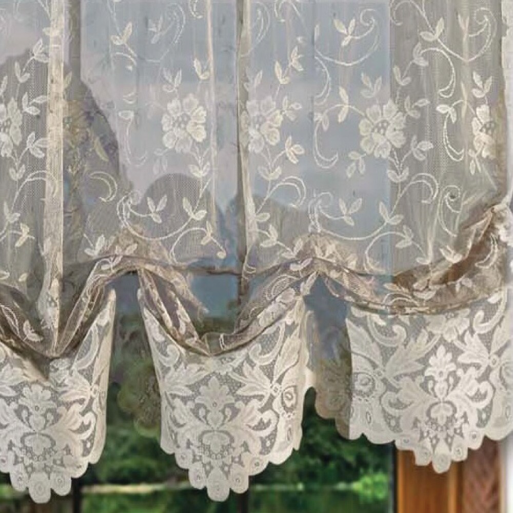 Grace Shabby Chic Floral Lace Ballon Tie Up Window Curtain