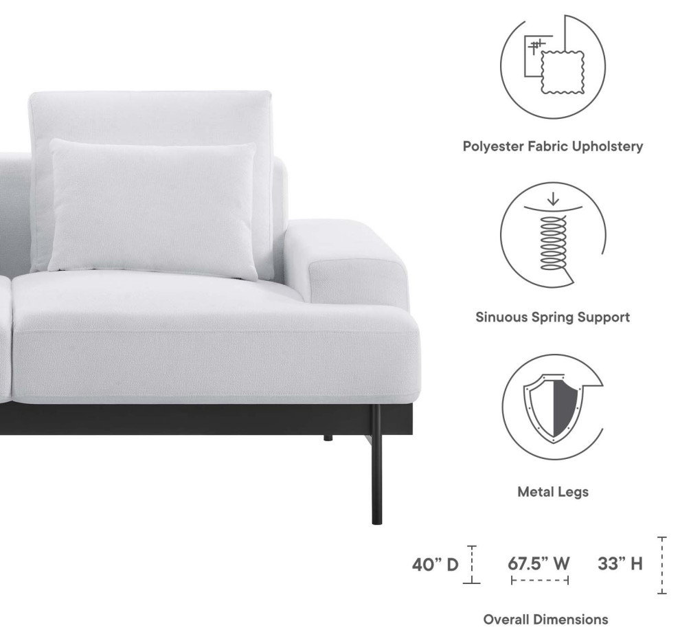 Proximity Upholstered Fabric Loveseat  White   Midcentury   Loveseats   by Homesquare  Houzz