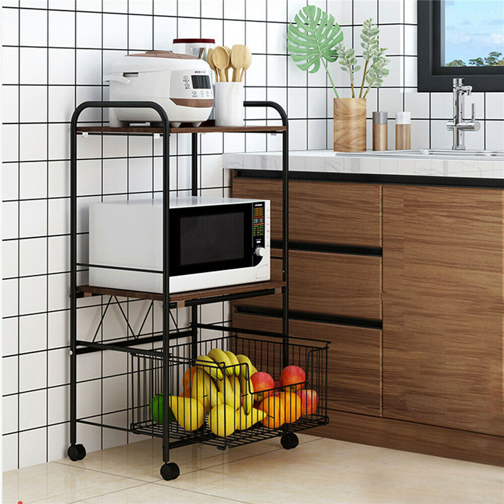 Mkyiongou 3-Tier Kitchen Baker's Rack Microwave Oven Stand Storage Cart Workstation Shelf