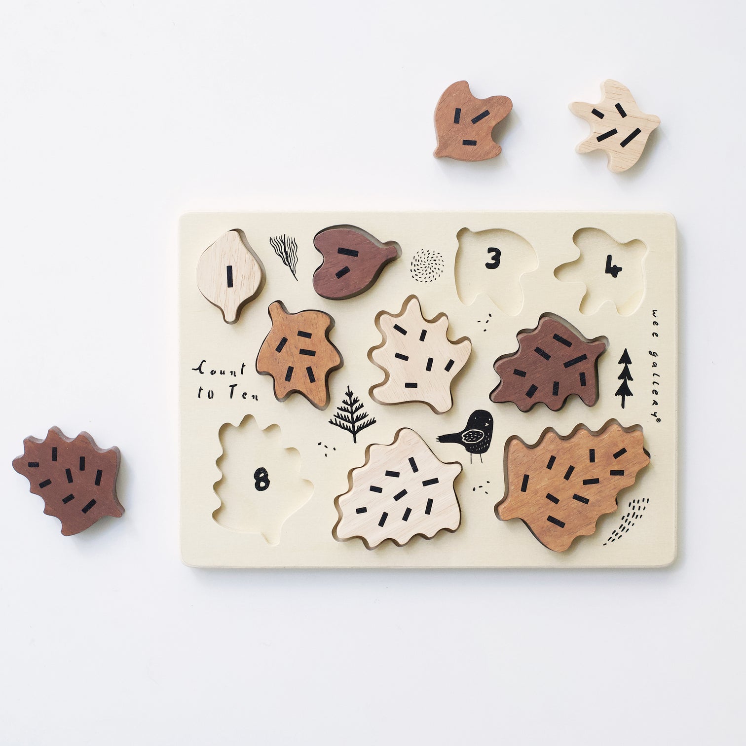 Wooden Tray Puzzle - Count to 10 Leaves by Wee Gallery