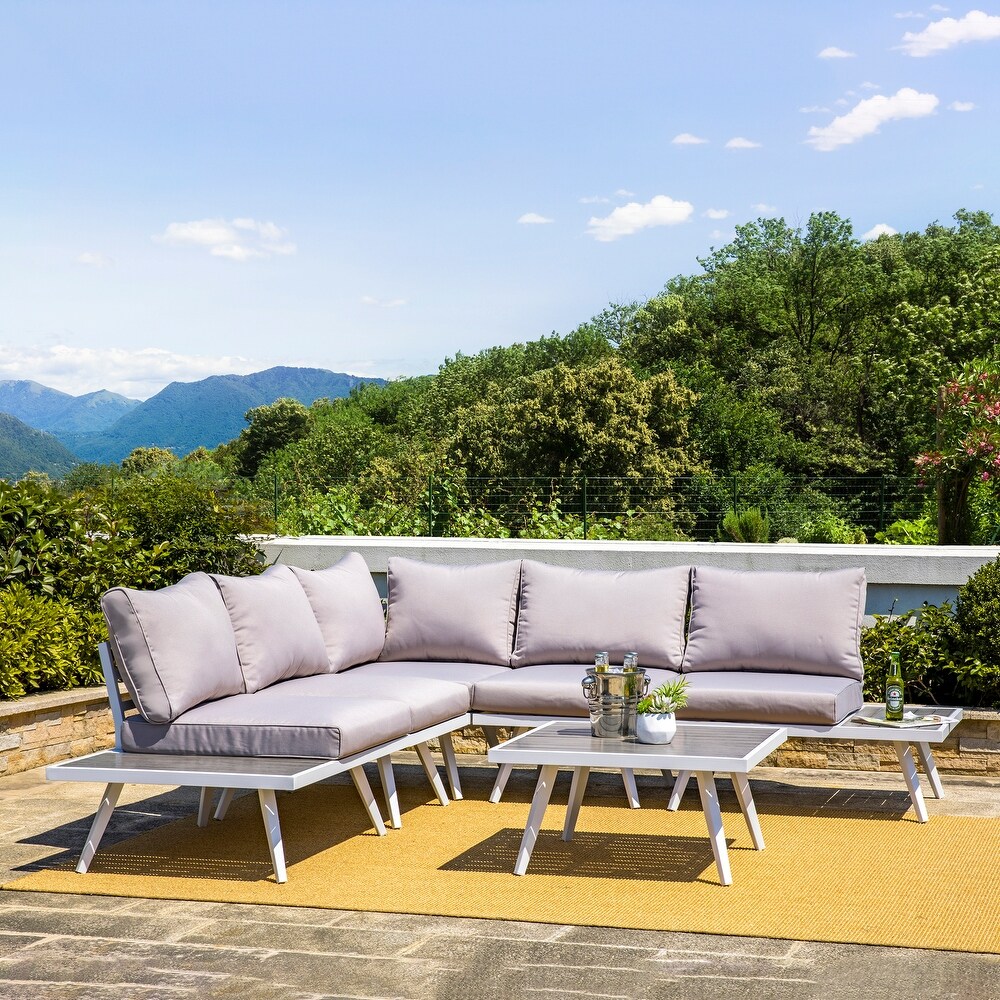 Glitzhome 6 Piece Outdoor Modern Aluminum Sectional Sofa Set