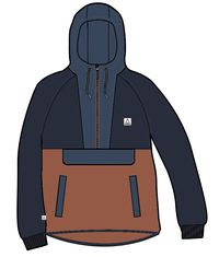 Woodland Hooded 1/2 Zip Recycled Polar Fleece - Deep Navy/Baked Clay