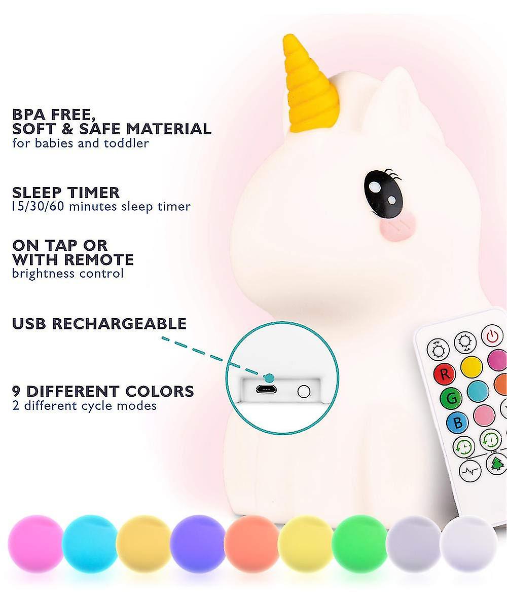 Unicornmulti-colorsiliconenightlightwithbuilt-inbluetoothspeaker.usbrechargeable