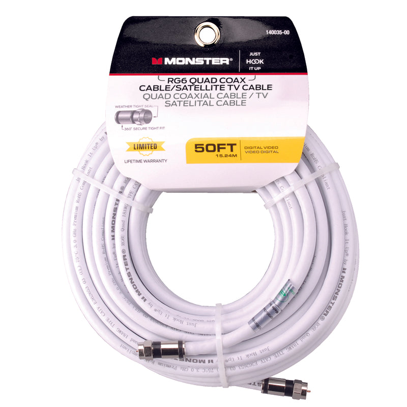 CABLE RG6 QUAD 50' WHITE