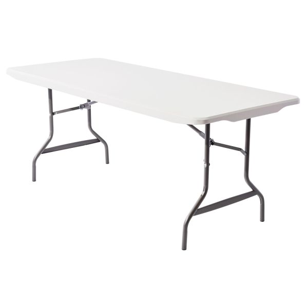 Molded Plastic Top Folding Table， 6'W， Gray Granite