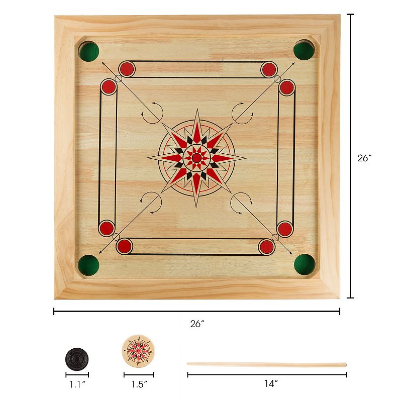 Hey! Play! Carrom Board Game- Classic Strike and Pocket Table Game