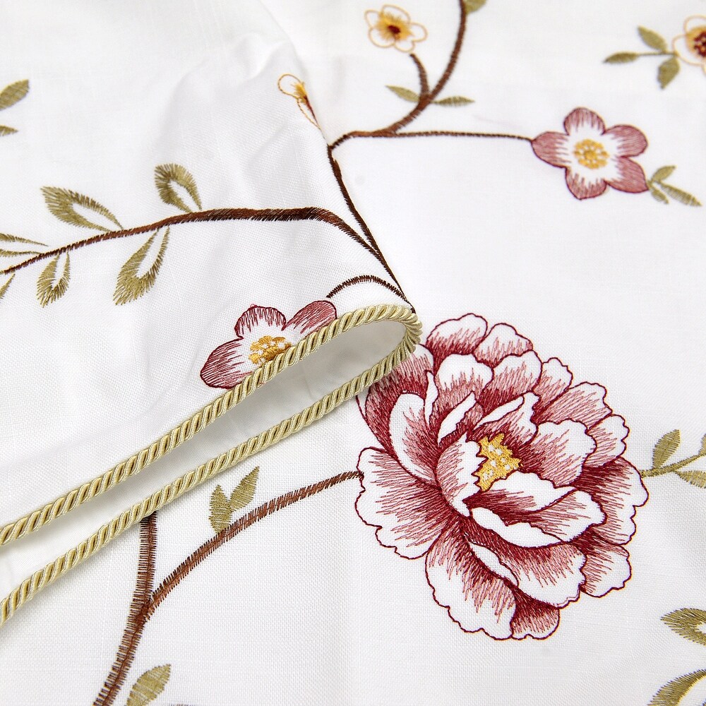 Serenta Embroidery Red/Gold Spring Flower Valance