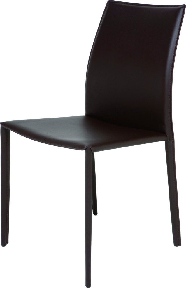 Nuevo Sienna Leather Dining Side Chair  Bordeaux   Contemporary   Dining Chairs   by HedgeApple  Houzz