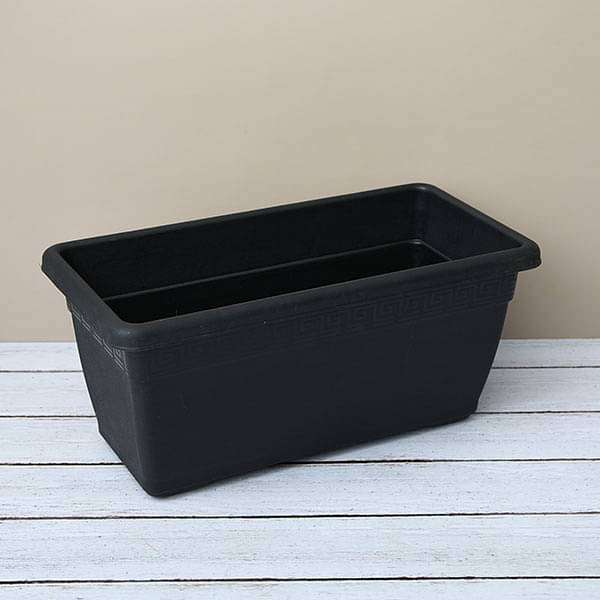 17.7 inch (45 cm) Small Window Rectangle Plastic Pot (Black) (set of 3)