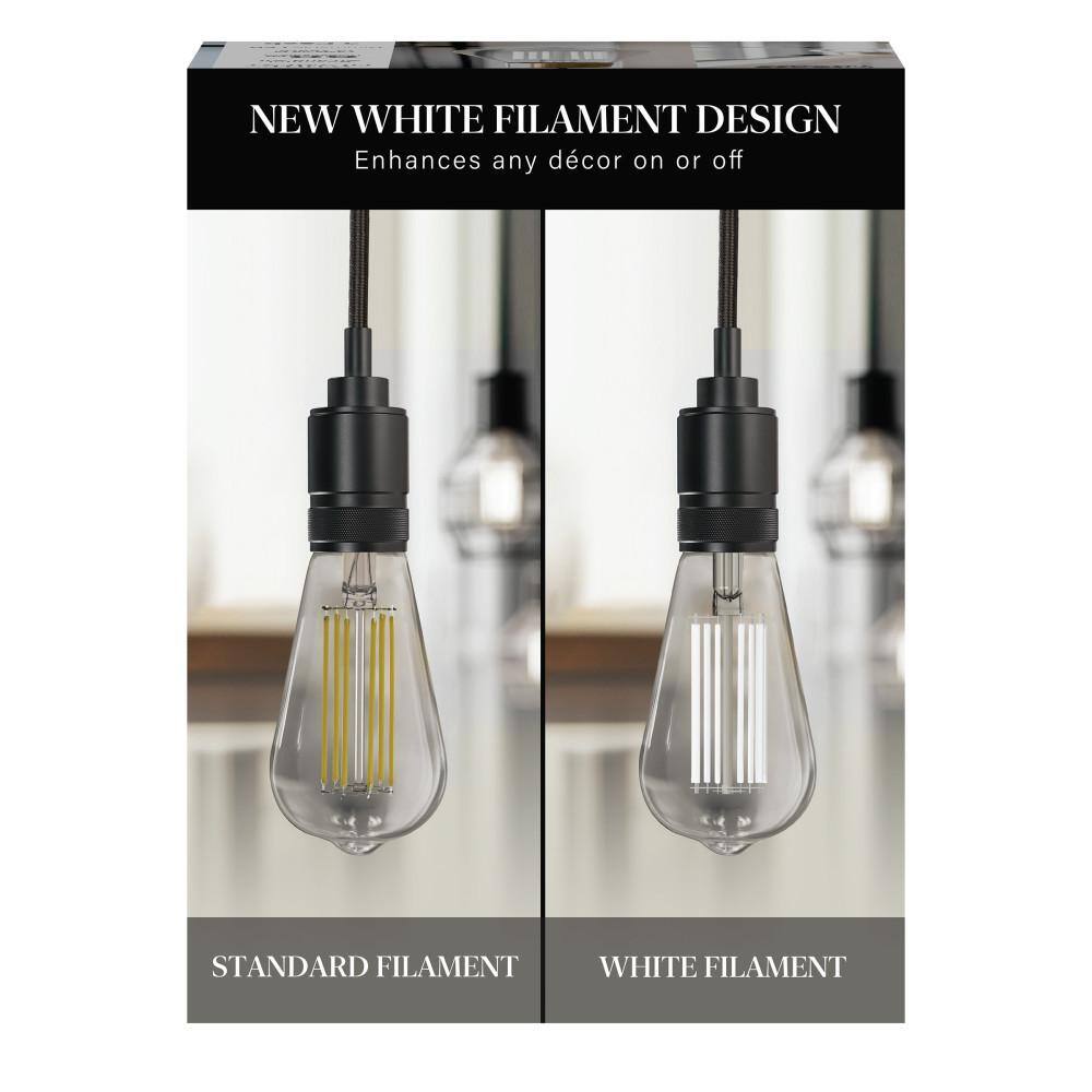 Feit Electric 60-Watt Equivalent ST19 Dimmable White Filament Clear Glass Vintage Edison LED Light Bulb Soft White 2700K (4-Pack) ST1960927CAWFILHDRP4