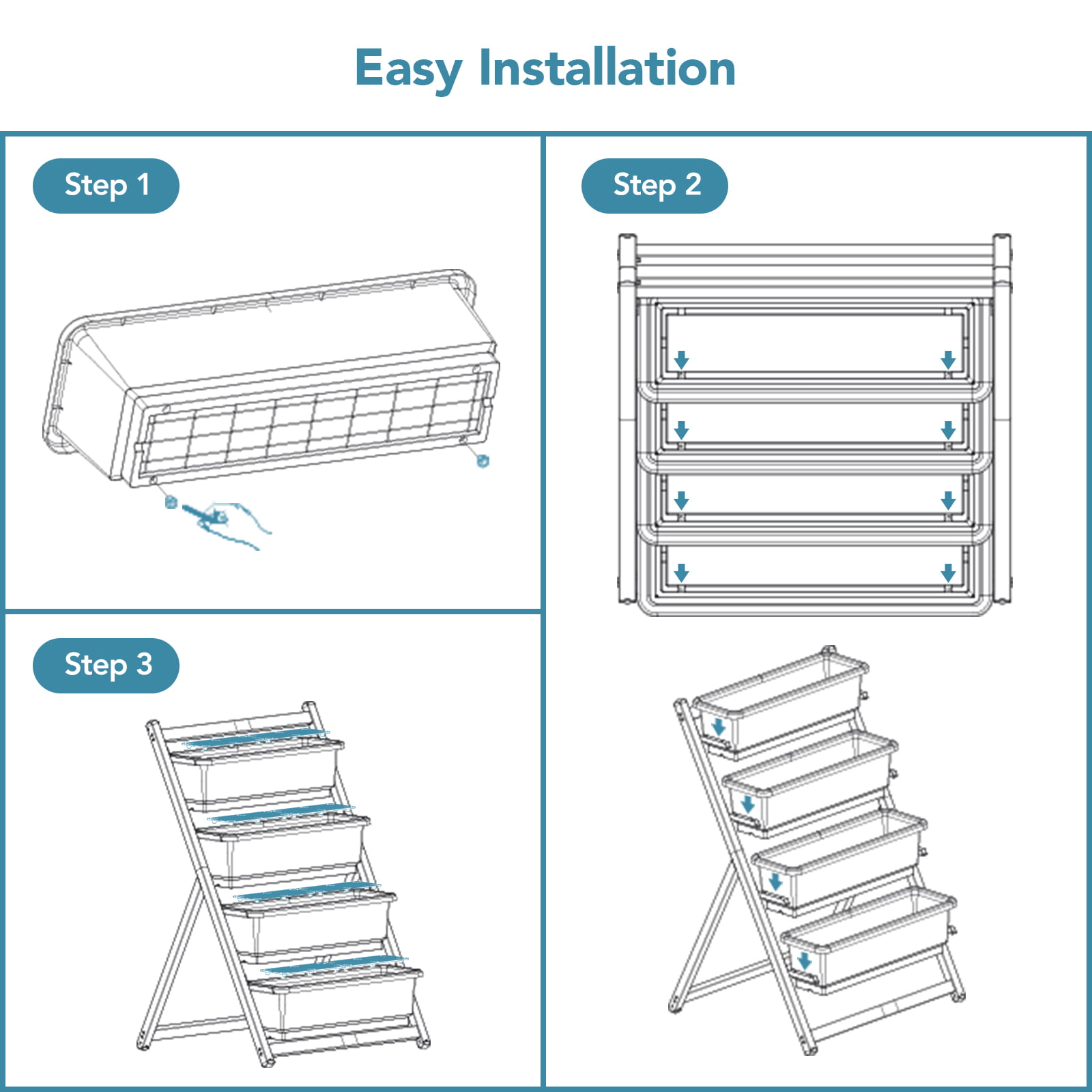 FLEXIMOUNTS 4-Tiers Vertical Raised Garden Bed 4Ft Freestanding Elevated Garden Planters 45